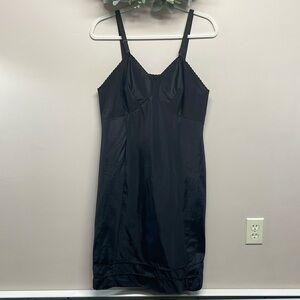 Vintage 60’s Wonder Maid Molded Magic Black Full Slip Dress Dacron Nylon Size 36